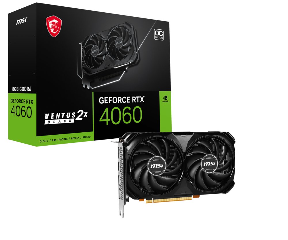MSI GeForce RTX 4060 Ventus 2X Black OC | 8GB GDDR6 VRAM | Videokaart | GPU | Nvidia - Matmuis